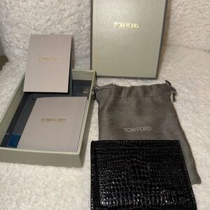 Tom Ford black leather card holder men full box